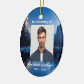 Christian Memorial Photo Mountain Lake Winter Snow Keramisch Ornament (Links)