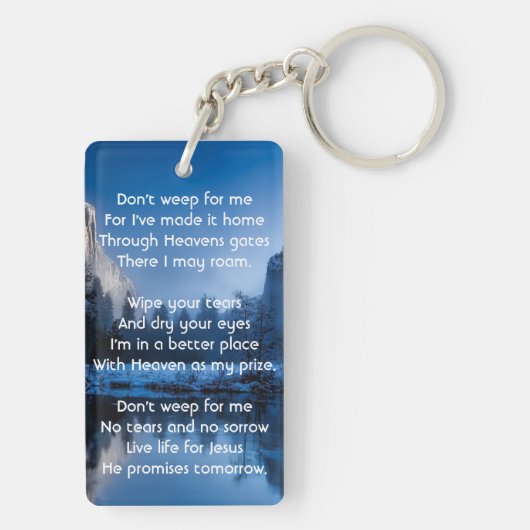 Christian Memorial Photo Mountain Lake Winter Snow Sleutelhanger (achterkant)