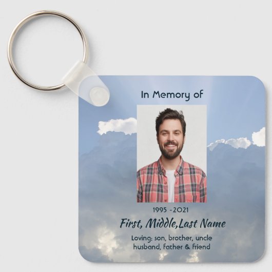 Christian Memorial Photo Prayer Heavenly Sky Sleutelhanger (Voorkant)