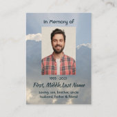 Christian Memorial Photo Prayer Heavenly Sky Visitekaartje (Voorkant)