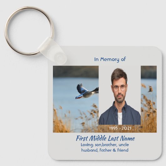 Christian Memorial Photo Prayer Lake Geese Birds Sleutelhanger (Voorkant)