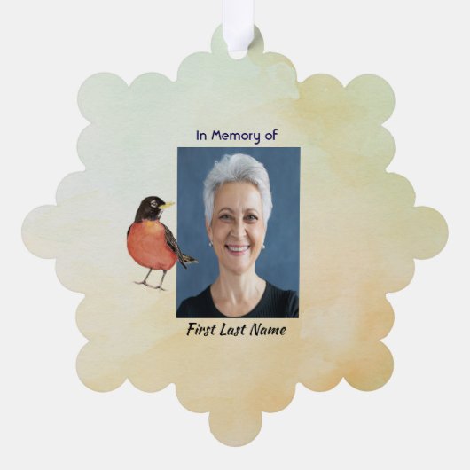 Christian Memorial Photo Robin Garden Bird Ornament Kaart (Achterkant)