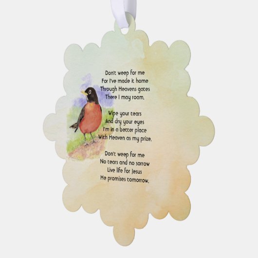 Christian Memorial Photo Robin Garden Bird Ornament Kaart (Links)