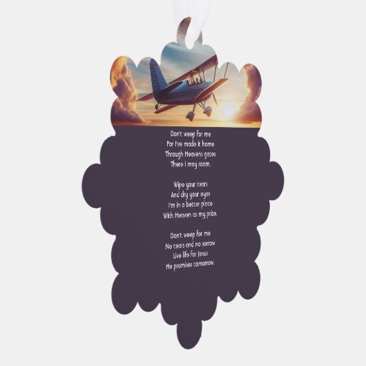 Christian Memorial Pilot Airplane Flying Sunset Ornament Kaart (Rechts)