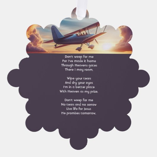 Christian Memorial Pilot Airplane Flying Sunset Ornament Kaart (Voorkant)