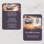 Christian Memorial Pilot Airplane Flying Sunset Visitekaartje (Voorkant / Achterkant)