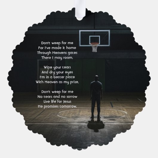 Christian Memorial Pocket Card Basketball Game  Ornament Kaart (Achterkant)