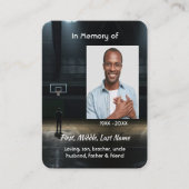 Christian Memorial Pocket Card Basketball Game Visitekaartje (Voorkant)
