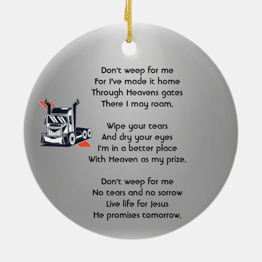 Christian Memorial Semi-Truck Tractor-trailer Keramisch Ornament (Achterkant)