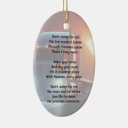 Christian Memorial Semi-Truck Tractor-trailer  Keramisch Ornament (Rechts)