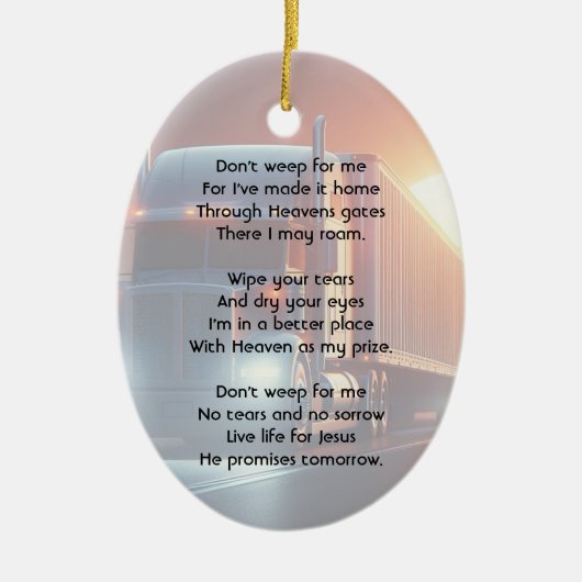 Christian Memorial Semi-Truck Tractor-trailer  Keramisch Ornament (Voorkant)