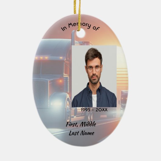 Christian Memorial Semi-Truck Tractor-trailer Keramisch Ornament (Achterkant)