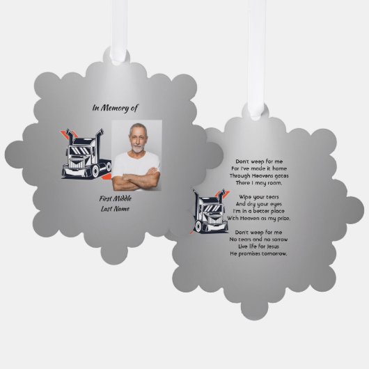 Christian Memorial Semi-Truck Tractor-trailer  Ornament Kaart (Voorkant / Achterkant)
