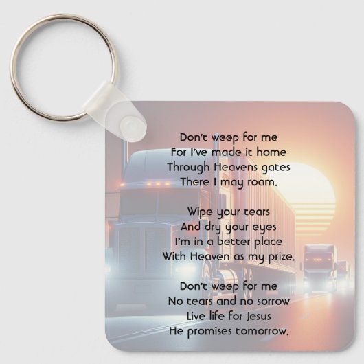 Christian Memorial Semi-Truck Tractor-trailer  Sleutelhanger (Voorkant)