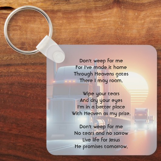 Christian Memorial Semi-Truck Tractor-trailer  Sleutelhanger (Voorkant)