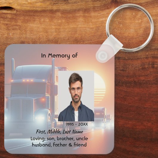 Christian Memorial Semi-Truck Tractor-trailer  Sleutelhanger (Achterkant)