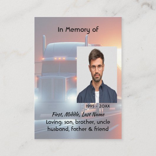 Christian Memorial Semi-Truck Tractor-trailer  Visitekaartje (Achterkant)