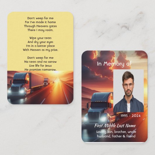 Christian Memorial SemiTruckTractor-trailer  Visitekaartje (Voorkant / Achterkant)