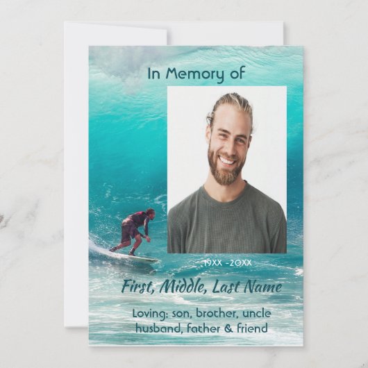 Christian  Memorial  Service Wave Surfer Water Kaart (Voorkant)