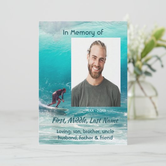 Christian  Memorial  Service Wave Surfer Water Kaart (Staand voorkant)