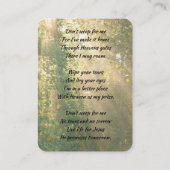 Christian Memorial Sunshine Golden Forest Visitekaartje (Achterkant)