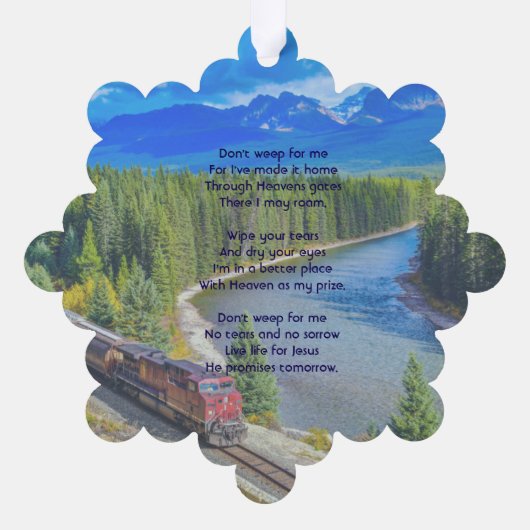 Christian Memorial Train Rail Tram Railway Ornament Kaart (Achterkant)