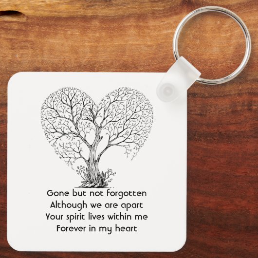 Christian Memorial  Tree of Life Heart Love Sleutelhanger (Achterkant)