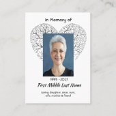 Christian Memorial  Tree of Life Heart Love Visitekaartje (Voorkant)
