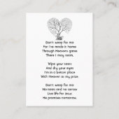 Christian Memorial  Tree of Life Heart Love Visitekaartje (Achterkant)