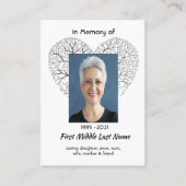 Christian Memorial  Tree of Life Heart Love Visitekaartje (Voorkant)