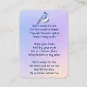 Christian Memorial Watercolor Bluejay Garden  Visitekaartje (Achterkant)