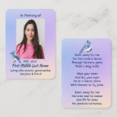 Christian Memorial Watercolor Bluejay Garden  Visitekaartje (Voorkant / Achterkant)