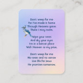 Christian Memorial Watercolor Bluejay Garden  Visitekaartje (Achterkant)