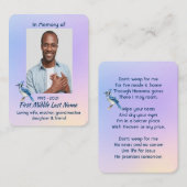 Christian Memorial Watercolor Bluejay Garden Visitekaartje (Voorkant / Achterkant)