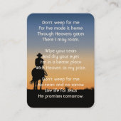 Christian Memorial Western Horse Back Riding Visitekaartje (Voorkant)