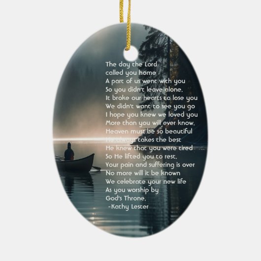 Christian Memory Keepsake Wilderness Lake Canoe Keramisch Ornament (Achterkant)