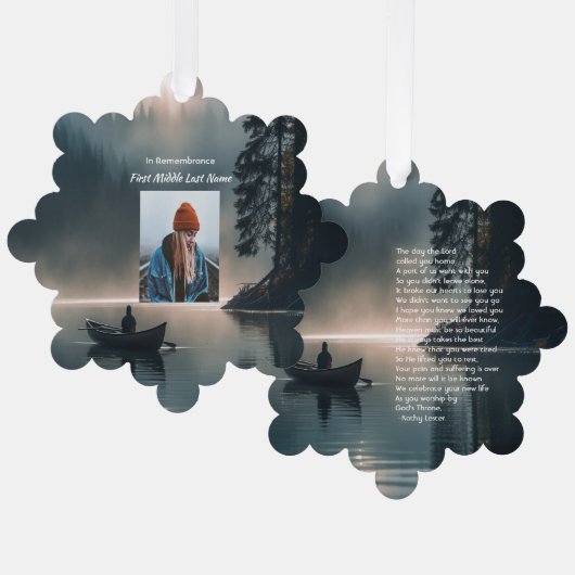 Christian Memory Keepsake Wilderness Lake Canoe Ornament Kaart (Voorkant / Achterkant)