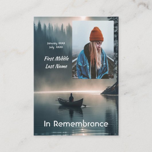 Christian Memory Keepsake Wilderness Lake Canoe Visitekaartje (Voorkant)