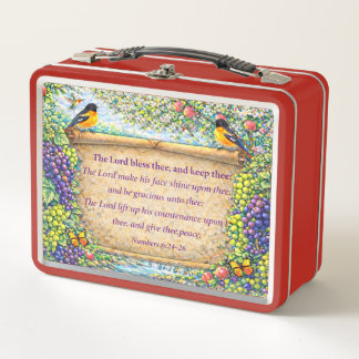 Christian Metal Lunchbox Floral Scripture Gift