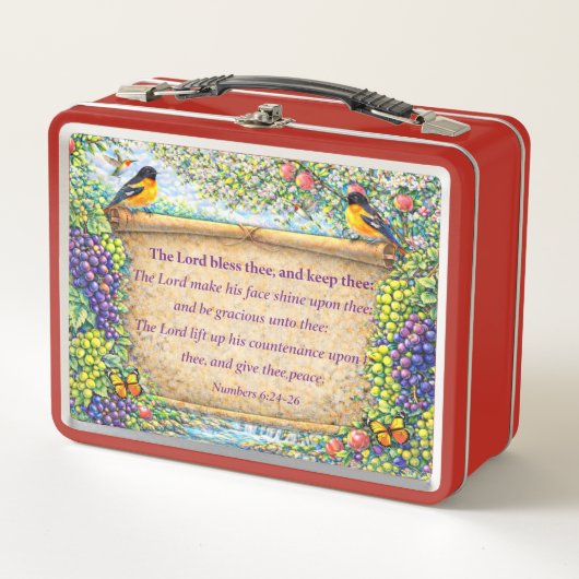 Christian Metal Lunchbox Floral Scripture Gift (Voorkant)