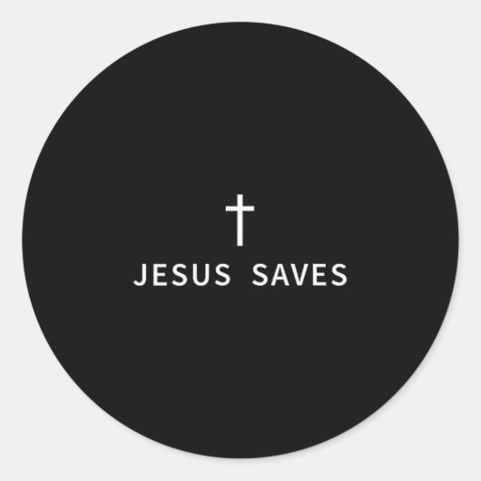 Christian Minimal Cross Jesus Saves Religious Mode Ronde Sticker (Voorkant)