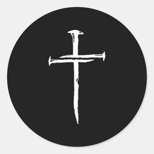 Christian Minimalist Three Nails Cross Religious J Ronde Sticker (Voorkant)