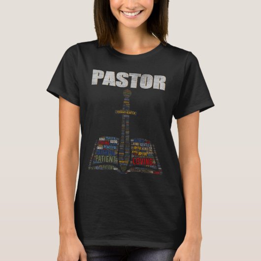 Christian Minister Word Cloud Church Pastor Apprec T-shirt (Voorkant)