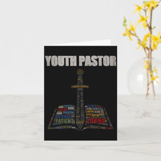 Christian Minister Word Cloud Youth Pastor Appreci Kaart (Gele Bloem)