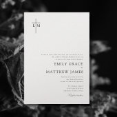 Christian Modern Minimal Monogrammed Cross Photo Kaart