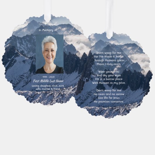 Christian Mountains Alpine Memorial Keepsake Ornament Kaart (Voorkant / Achterkant)