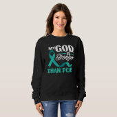 Christian My God Is Stronger Than PCOS Awareness Trui (Voorkant volledig)