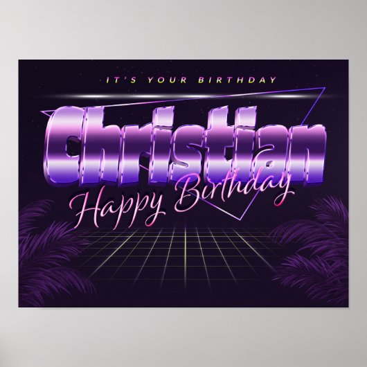 Christian Name Vorname retro Poster Geburtstag (Voorkant)