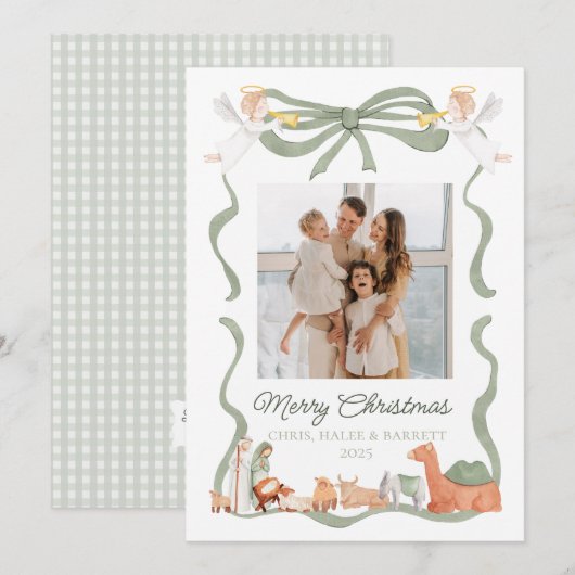 Christian Nativity Photo Greeting Christmas Card Feestdagenkaart (Voorkant / Achterkant)