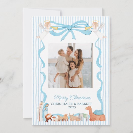 Christian Nativity Photo Greeting Christmas Card,  Feestdagenkaart (Voorkant)